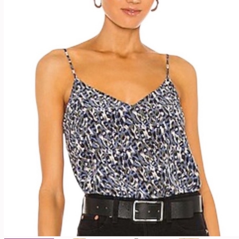 Equipment Blue and White Leopard Print Camisole